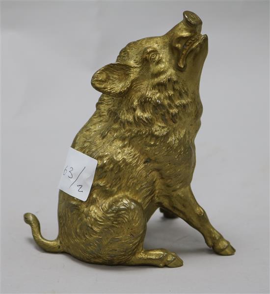 A bronze model of a wild boar height 15cm